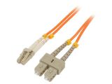 Fiber patch cord, LC/UPC, SC/UPC, duplex, OM2, orange, QOLTEC, 5m
