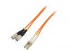 Fiber patch cord, FC/UPC, LC/UPC, duplex, OM2, orange, QOLTEC