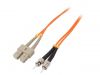 Fiber patch cord, SC/UPC, ST/UPC, duplex, OM2, orange, QOLTEC