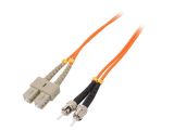 Fiber patch cord, SC/UPC, ST/UPC, duplex, OM2, orange, QOLTEC, 2m