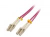 Fiber patch cord, LC/UPC, LC/UPC, duplex, OM4, pink, QOLTEC