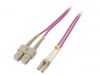 Fiber patch cord, LC/UPC, SC/UPC, duplex, OM4, pink, QOLTEC