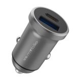 Автомобилно зарядно за телефон с USB Type-C кабел, USB и USB Type-C, 20W, черно, VS Mobile