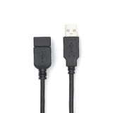 Cable USB-A/M to USB-A/F, 3m, black, CCGB60010BK30, NEDIS