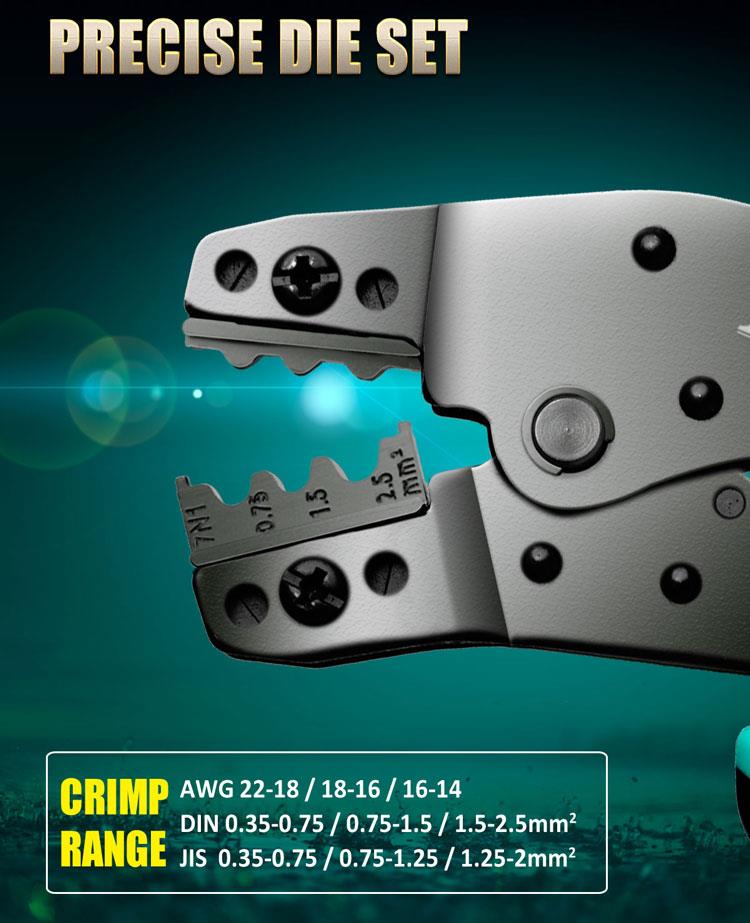 Клещи за кримпване на неизолирани кабелни накрайници, 0.35-2.5mm2, CP-751N, PRO'S KIT