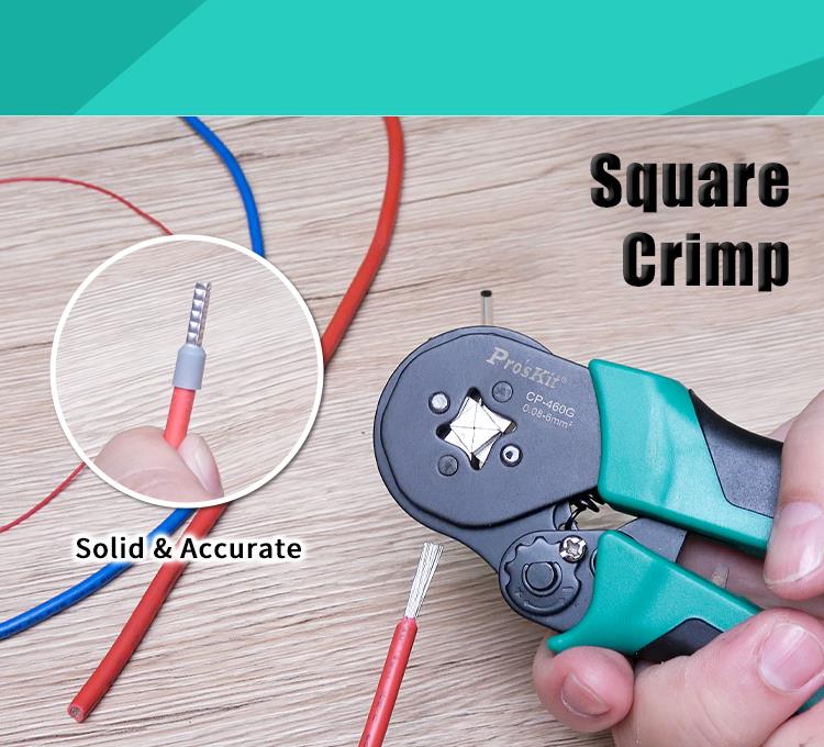 Клещи кримпващи, за кабелни накрайници, 156mm, CP-460G, PRO'S KIT