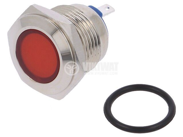 Indicator lamp LED IND16-12R-C 12VAC red - VIKIWAT