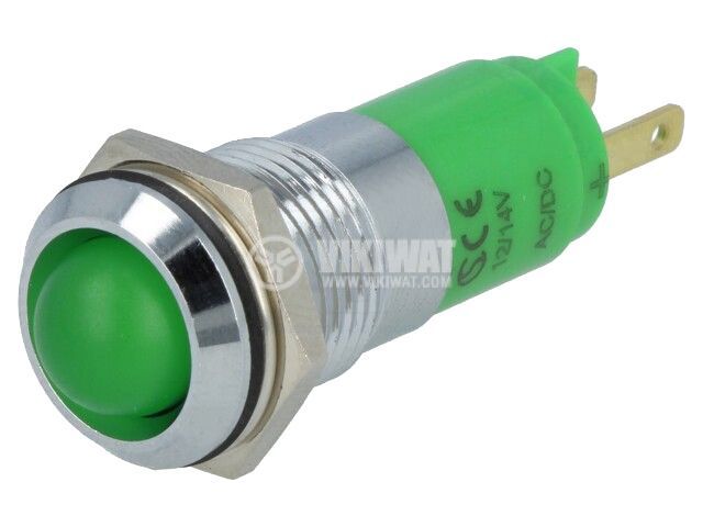 Индикаторна лампа LED, SWBU14722A, 12~14VAC, зелен, IP67