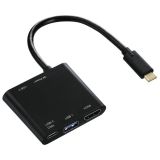 Преход USB type C/M към HDMI/F, 2xUSB 3.1/F, USB-C/F, черен, HAMA-135729