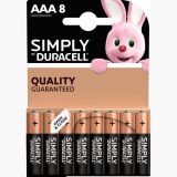 Battery АA, alkaline, 1.5VDC, DURACELL, 8 pcs