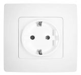 Wall power socket, 16A, 250VAC, single, white, for installation, Shuko, Niloe, 396473