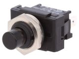 Button switch, button, ON-(OFF), 6A/250VAC, SPST, round