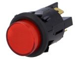 Button switch, button, OFF-ON, 16A/250VAC, DPST, round