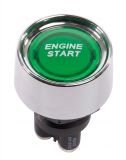 Бутонен превключвател, старт бутон, OFF - (ON), отвор ф22, 50A/12VDC, SPST, A2-23B-07, LED, зелен