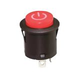 Button switch, button, ON-OFF, 10A/250VAC, SPST, round, LED