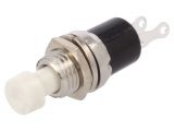 Button switch, button, OFF-(ON), 1A/250VAC, SPST, round