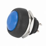 Бутонен превключвател, бутон, OFF-(ON), отвор 12mm, 1A/250VAC, SPST-NO, син