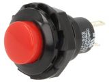 Button switch, button, OFF-(ON), 1.5A/250VAC, SPST, protruding