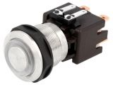 Button switch, vandal resistant, OFF-ON, 12A/250VAC, DPST, protruding