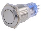 Button switch, vandal resistant, OFF-ON, 3A/250VAC, DPST, round