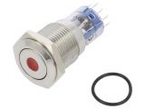 Button switch, vandal resistant, ON-(ON), 3A/250VAC, DPDT, round 135893