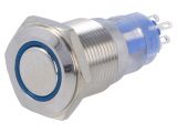 Button switch, vandal resistant, OFF-ON, 3A/250VAC, DPST, round
