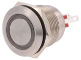 Button switch, vandal resistant, OFF-(ON), 0.05A/24VDC, SPST, round