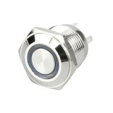 Бутонен превключвател, вандалоустойчив, OFF-(ON), 5A/250VAC, SPST, LED, син
