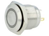 Button switch, vandal resistant, OFF-(ON), 2A/36VDC, SPST, round 135996