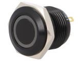 Button switch, vandal resistant, OFF-(ON), 2A/36VDC, SPST, round