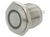 Button switch, vandal resistant, OFF-(ON), 2A/36VDC, SPST, round 136000