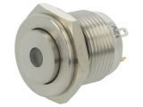 Button switch, vandal resistant, OFF-(ON), 2A/36VDC, SPST, protruding 136009