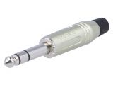 Connector, Stereo 6.3mm, plug, installation on conductor