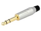 Connector, Stereo 6.3mm, plug, installation on conductor 136175
