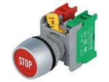 Panel switch, PBF22-1O/C R STOP, button, 22.5mm, 3A/230VAC, 2 positions
