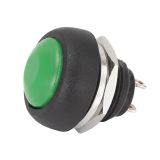 Бутонен превключвател, бутон, OFF-(ON), отвор 12mm, 1A/250VAC, SPST-NO, зелен
