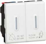 Electric switch double for hotel, 10A, 250VAC, built-in, white, 77048