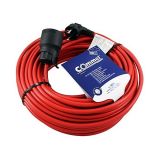 Mains power extension lead 20m, 3x1mm2, IP20, red, Commel C0872A