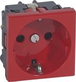 Single power socket, 16A, 250VAC, red, for built-in, schuko, antibacterial, 77220