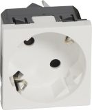 Single power socket, 16A, 250VAC, white, for built-in, schuko, antibacterial, 45°, 77245