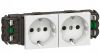 Power socket double , 16A, 250VAC, white, for built-in, schuko, IP40, 77402

