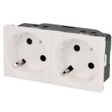 Single power socket, 16A, 230VAC, white, for built-in, schuko, 45°, 77252