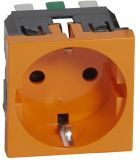 Single power socket, 16A, 250VAC, orange, for built-in, schuko, antibacterial, 77217