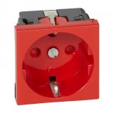 Single power socket, 16A, 250VAC, red, for built-in, schuko, antibacterial, 77218
