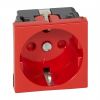 Single power socket, 16A, 250VAC, red, for built-in, schuko, antibacterial, 77214