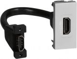 Розетка HDMI, единична, за вграждане, цвят алуминий, Mosaic, Legrand, 79378
