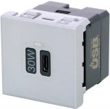 Розетка USB Type-C, единична, 30W, за вграждане, цвят сребрист, Legrand 79385L
