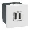 Socket 2хUSB, dual, USB-A F, 2.4A, 12W, for built-in, color white, Legrand, Mosaic, 77594
