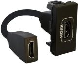 Розетка HDMI, единична, за вграждане, цвят черен, Mosaic, Legrand, 79478