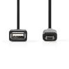 Кабел, преходник USB-A/F към Micro USB/M, 0.2m, черен - 2